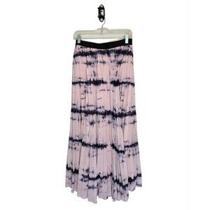 WDNY Tie Dye Maxi Accordion Pleat Sheer Bohemian Long Skirt Size L Flowy Girlie